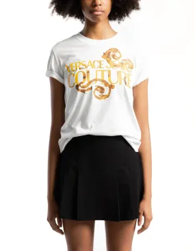Versace Jeans Couture White Baroque Logo T-Shirt – Bold Heritage-S