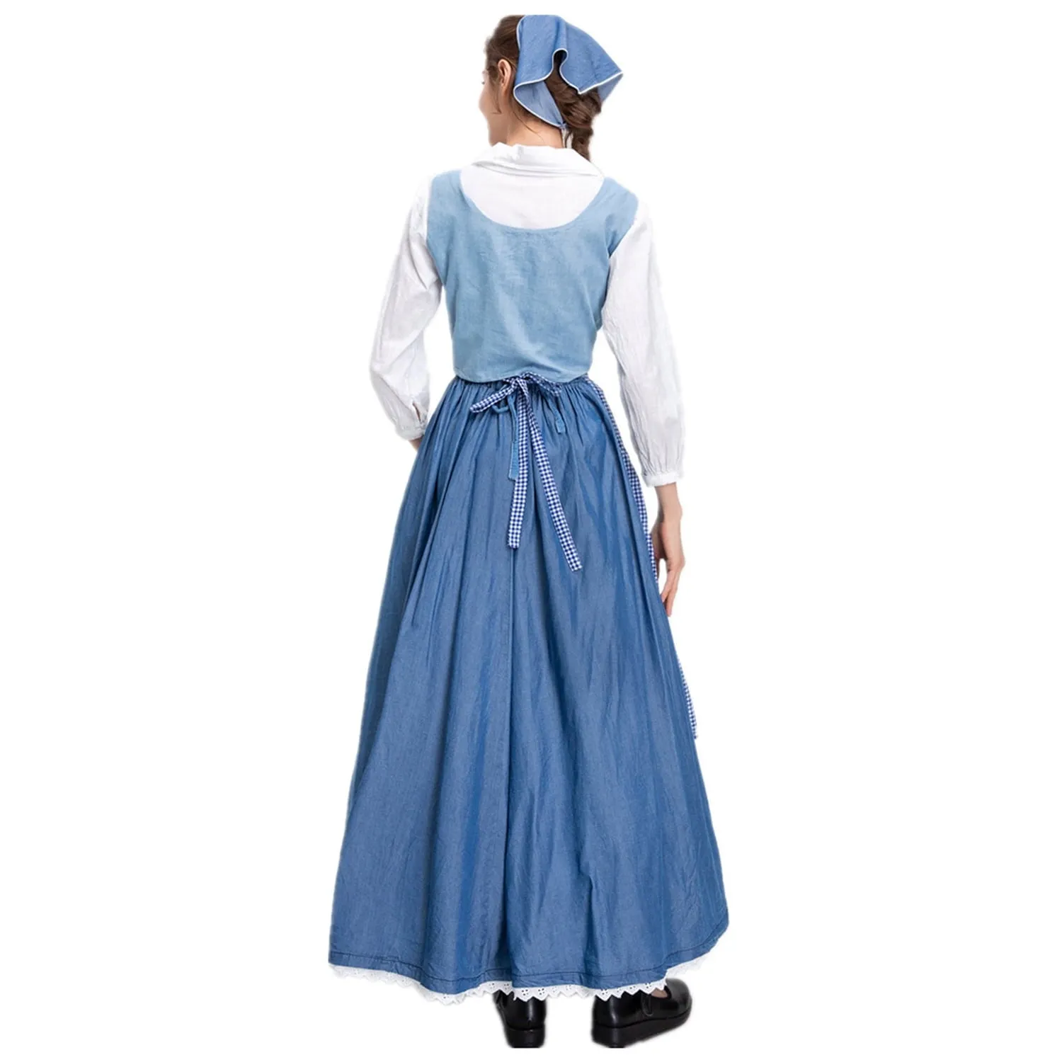 Women Belle Dress Cosplay Costume Belle Maid Dress Outfits Halloween Princess Gown Dress Suits Party Dress Up