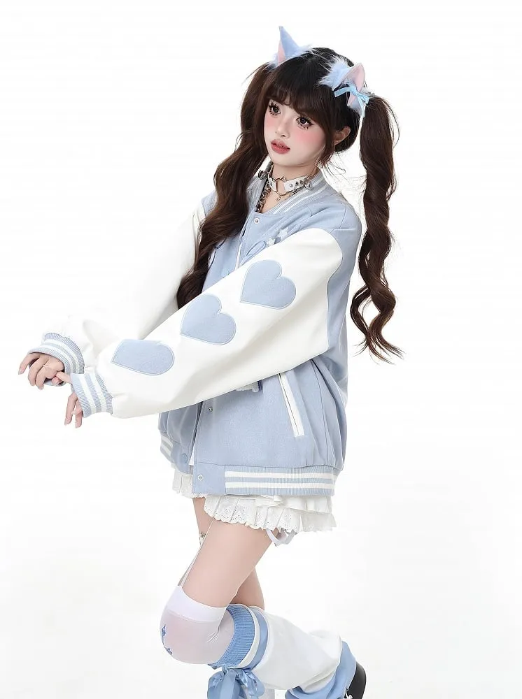 Yume Kawaii Pink/Blue Key Applique Baseball Jacket